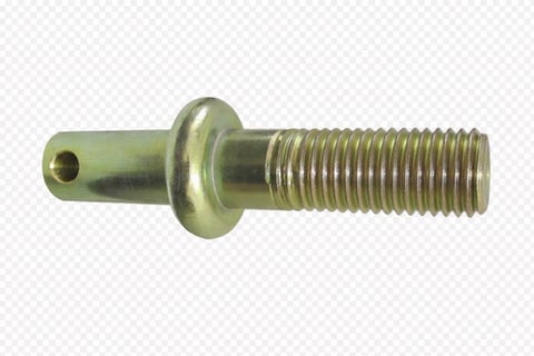 Perno charro metálico dorado con rosca y arandela